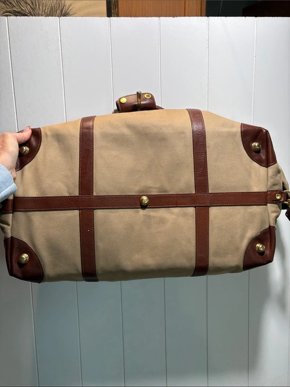 Ghurka NWOT Cavalier II No.97 khaki twill vintage chestnut leather weekender bag